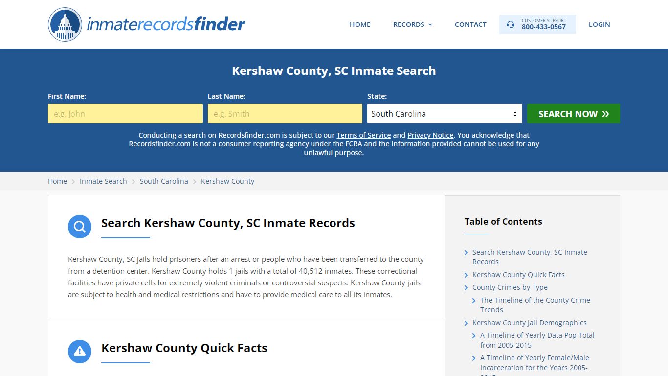 Kershaw County, SC Inmate Lookup & Jail Records Online